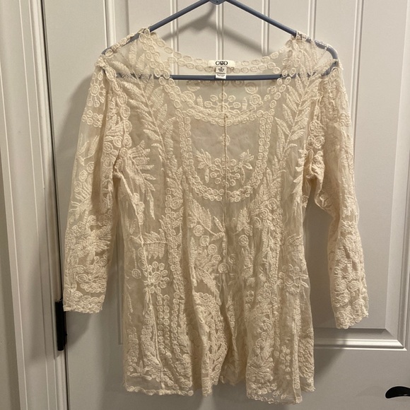 Cato Sheer Cream Sweater (Size M) - Picture 1 of 7